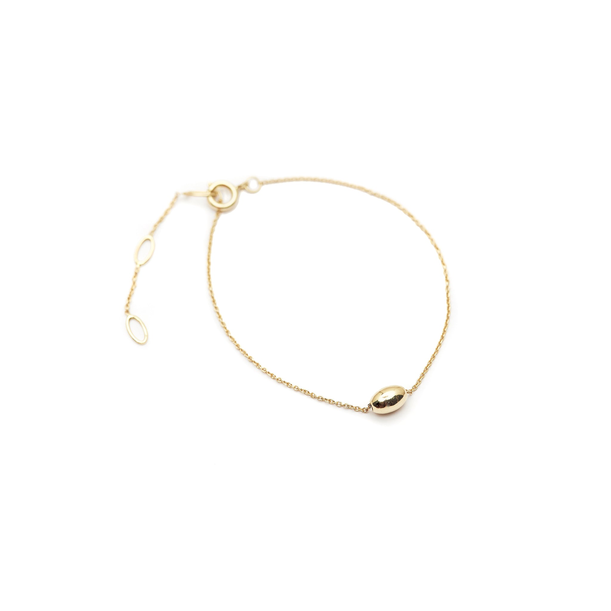 The Straits Finery minimalist bracelet in 14k solid gold with gold bead