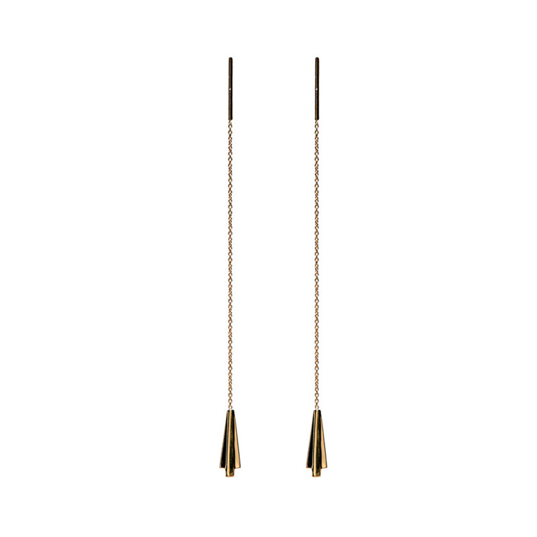 Sleeper art deco earrings in 14k solid gold. minimalist fine jewelry