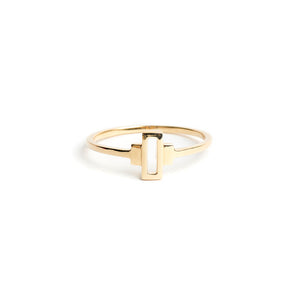 minimalist fine jewelry. art deco keystone ring in 14k solid gold