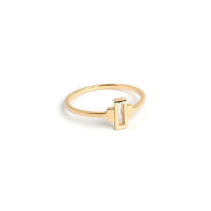 minimalist fine jewelry. art deco keystone ring in 14k solid gold