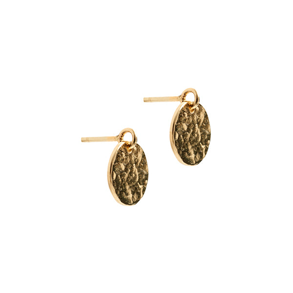 14k gold matahari hammered disc earrings