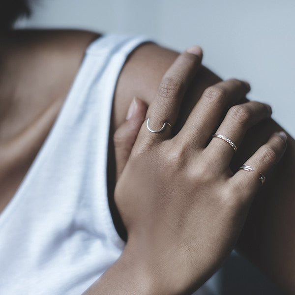 Minimalist stacking ring combinations. Fine jewelry.