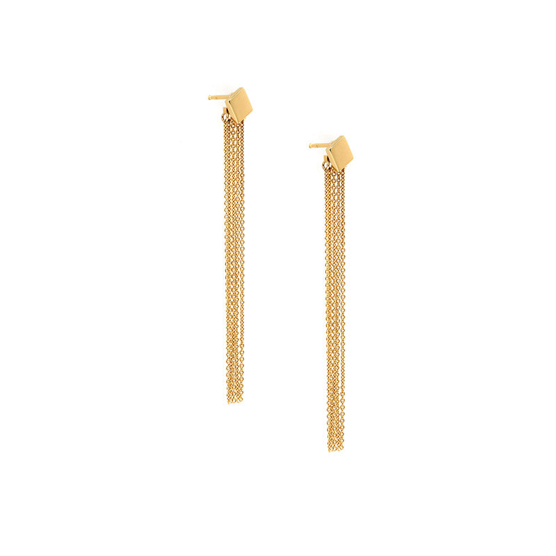 fine jewellery. minimalist statement chain earrings with ear jacket