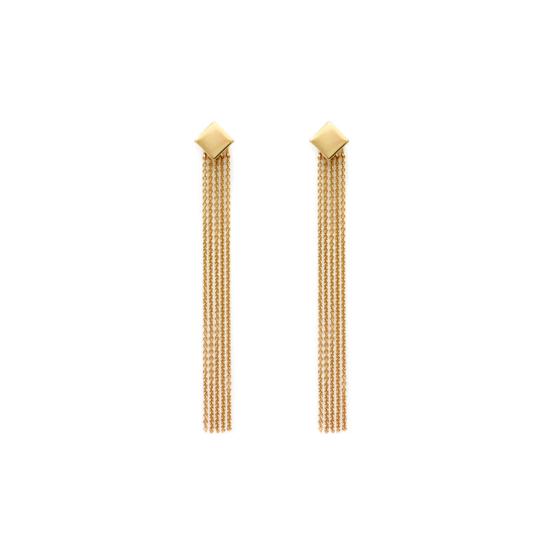 fine jewellery. minimalist statement chain earrings with ear jacket