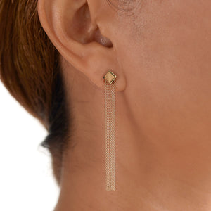 fine jewellery. minimalist statement chain earrings with ear jacket