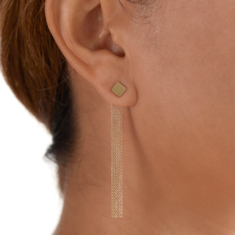 fine jewellery. minimalist statement chain earrings with ear jacket