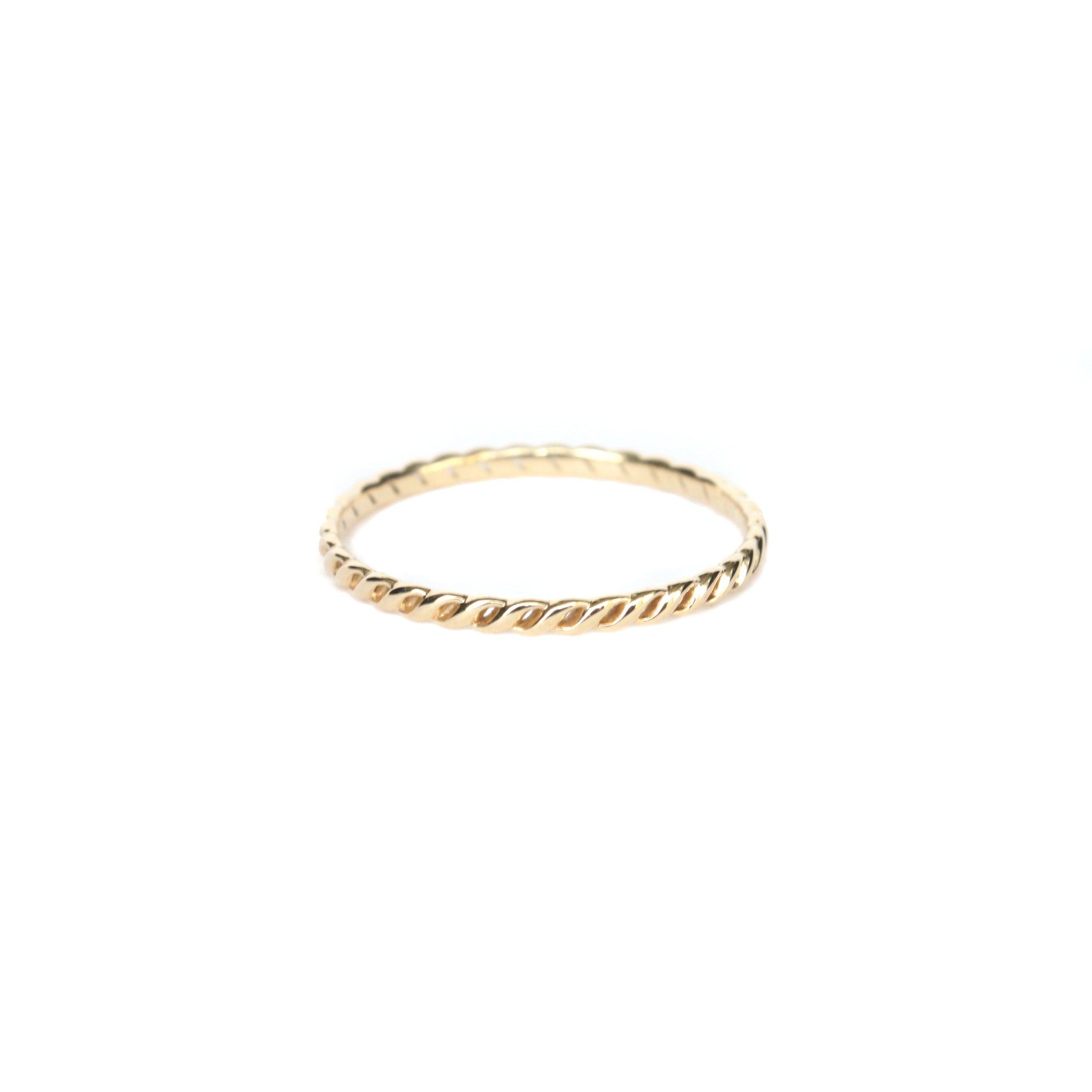 14k solid gold twist minimalist rope ring