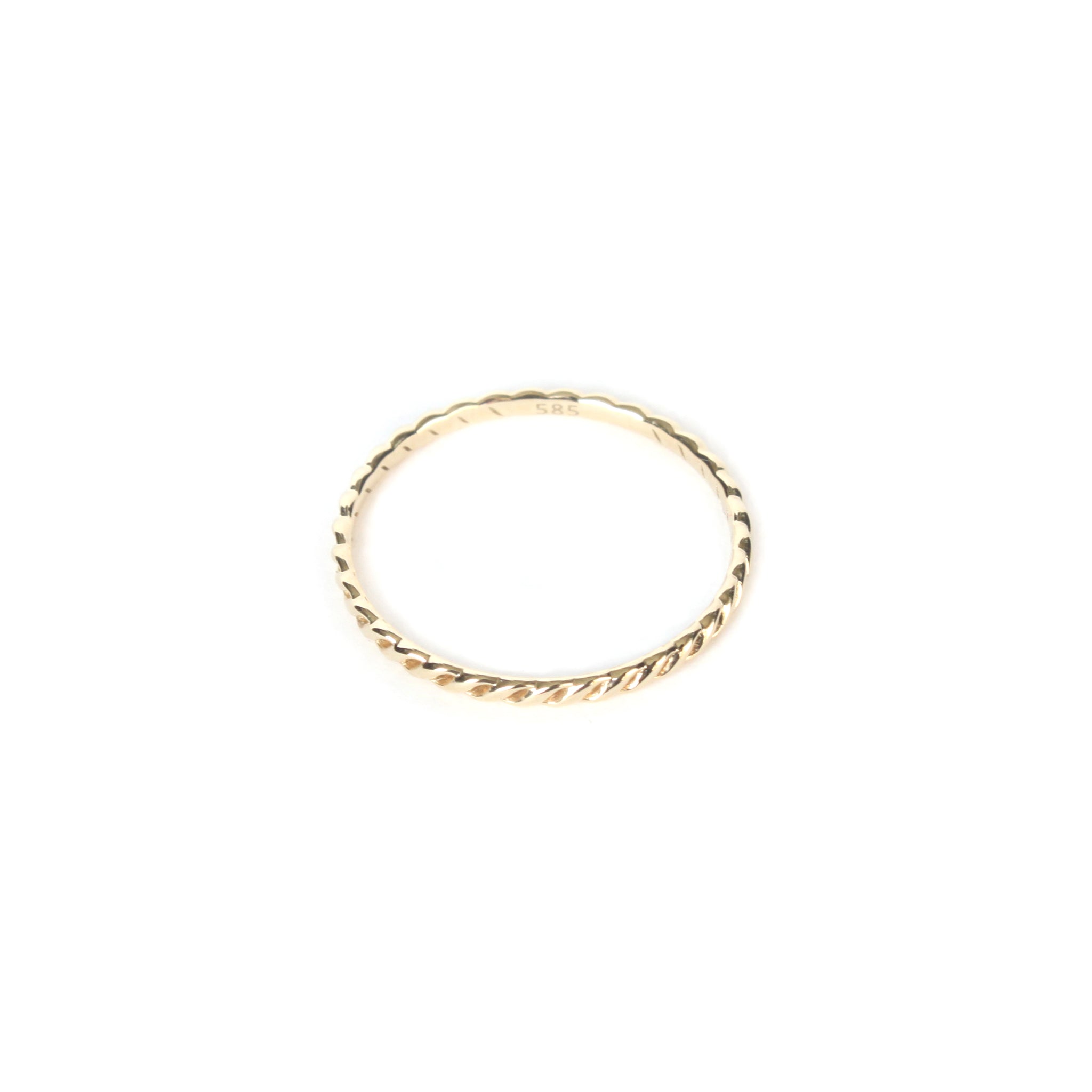 14k solid gold twist minimalist rope ring