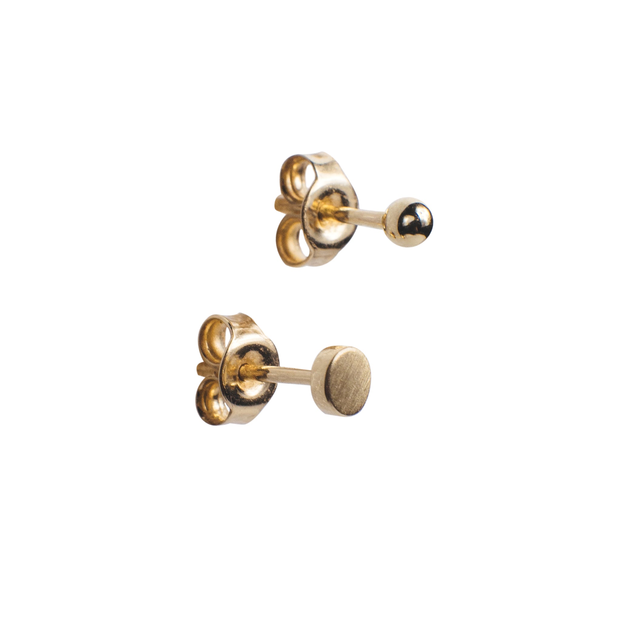 14k gold mismatched stud earrings