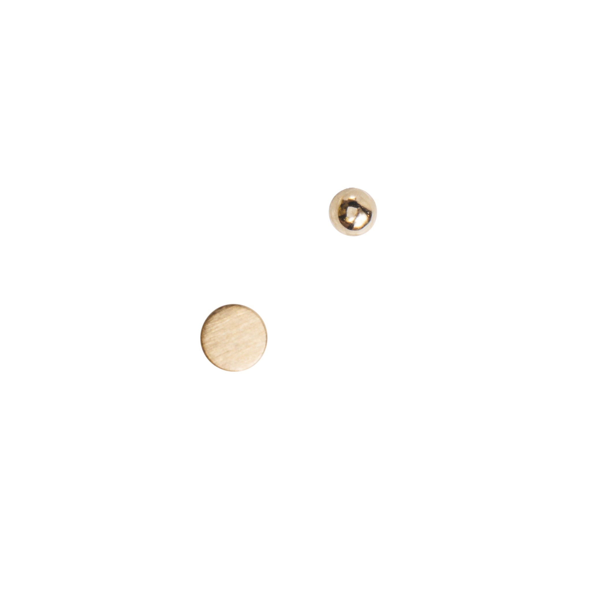 14k gold mismatched stud earrings