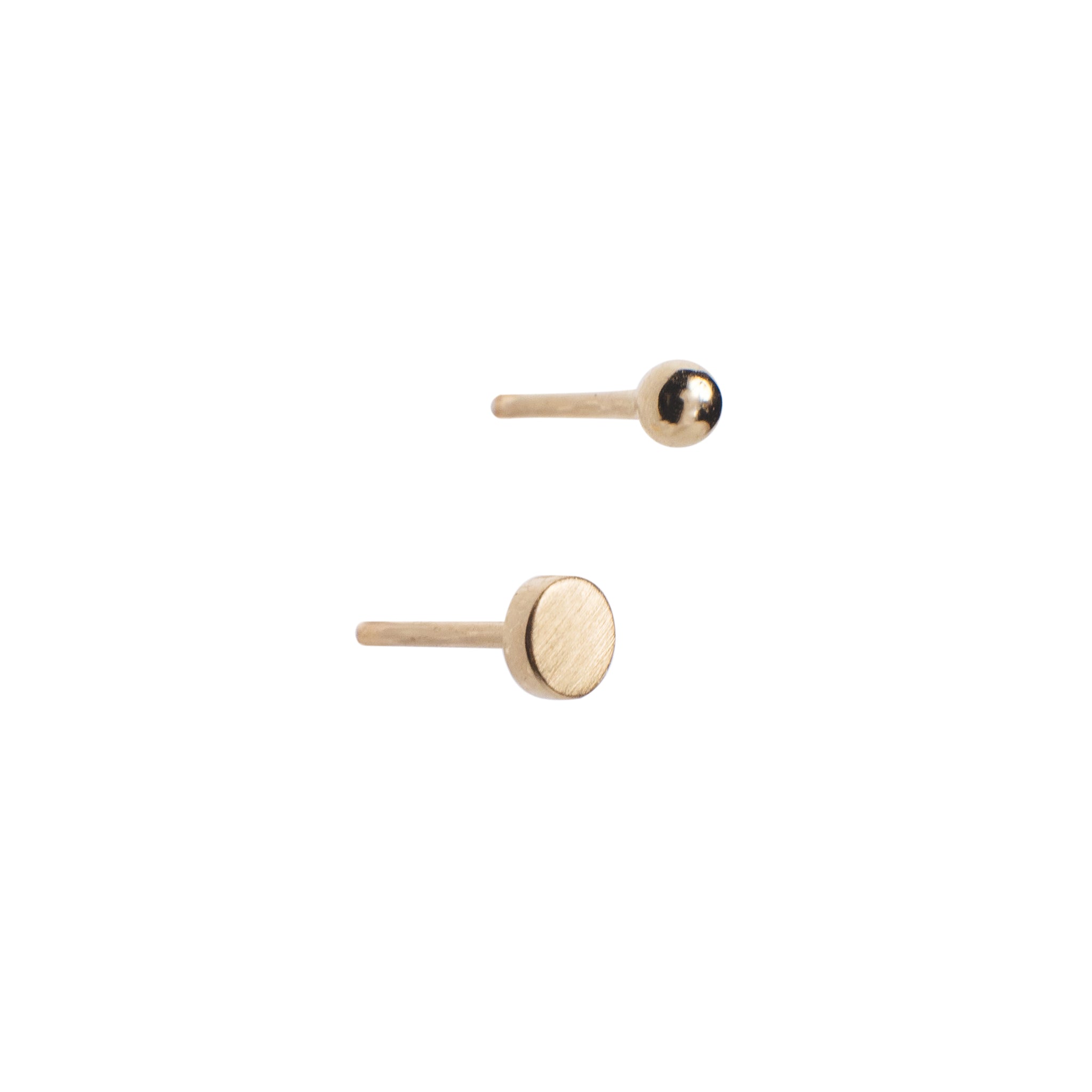 14k gold mismatched stud earrings