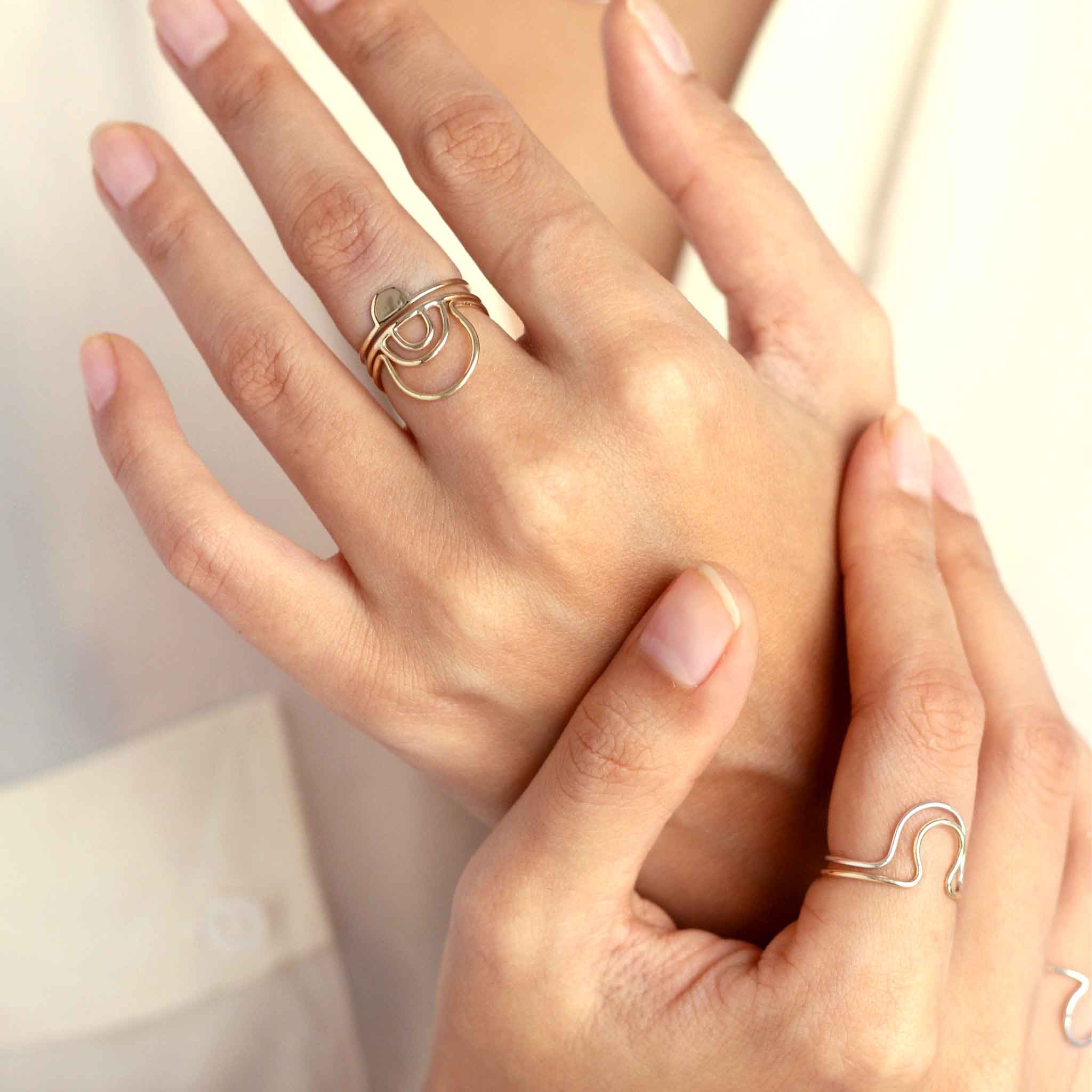 Arch Collection Rings 14k Gold Arc Stacking Ring. Delicate Fine Jewellery. – The Straits ...