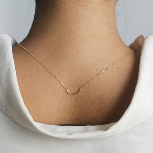 14k solid gold crescent necklace