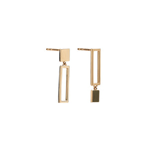 14k gold frame opposite rectangle earrings