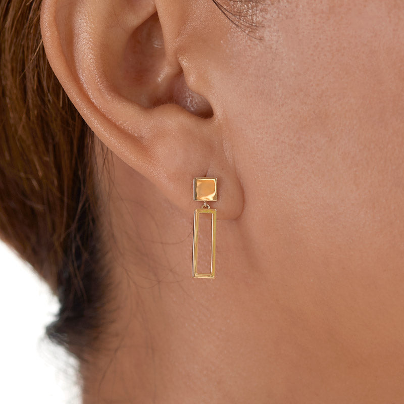 14k gold frame opposite earrings