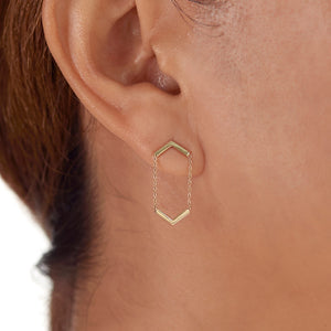 the straits finery 14k gold minimalist hanging line earrings