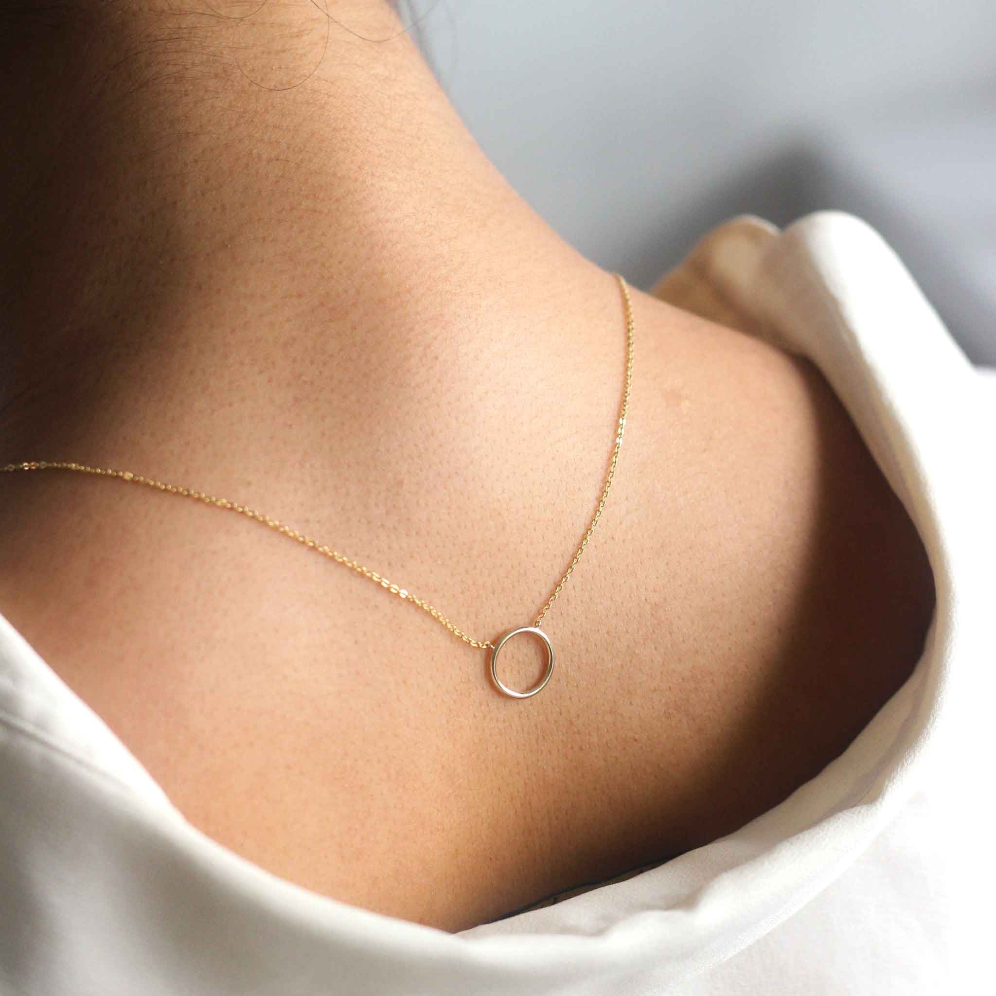 14k solid gold eclipse necklace
