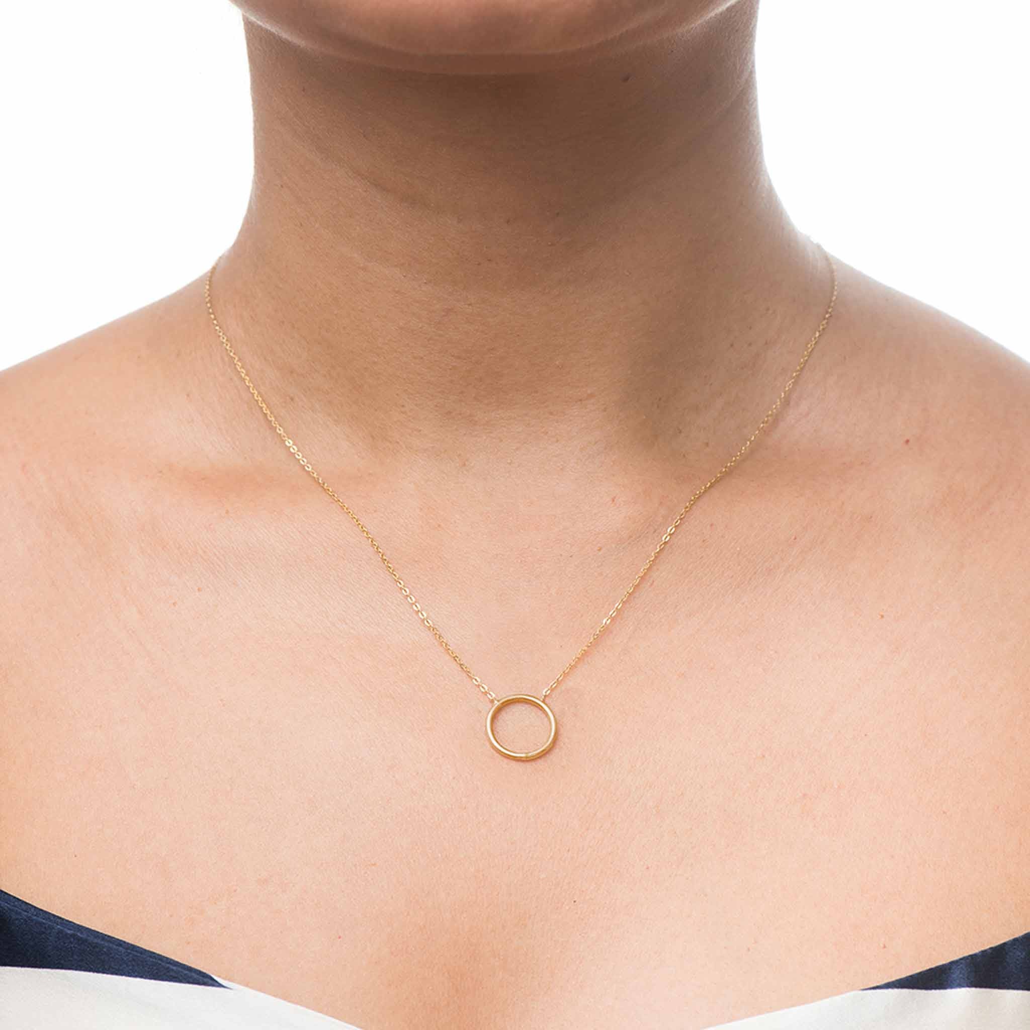 14k solid gold eclipse necklace