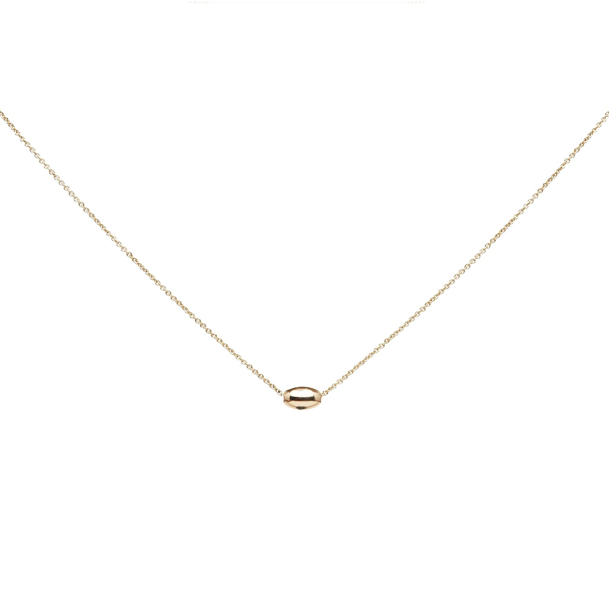 The Straits Finery minimalist necklace in 14k solid gold with fine chain and gold bead