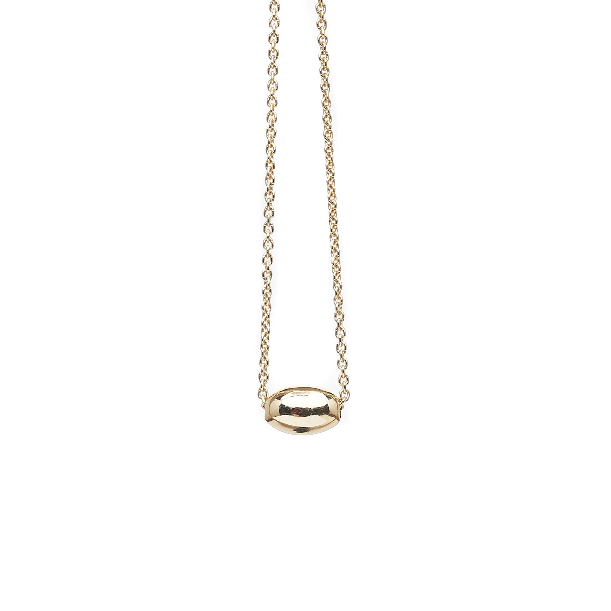 The Straits Finery minimalist necklace in 14k solid gold with fine chain and gold bead