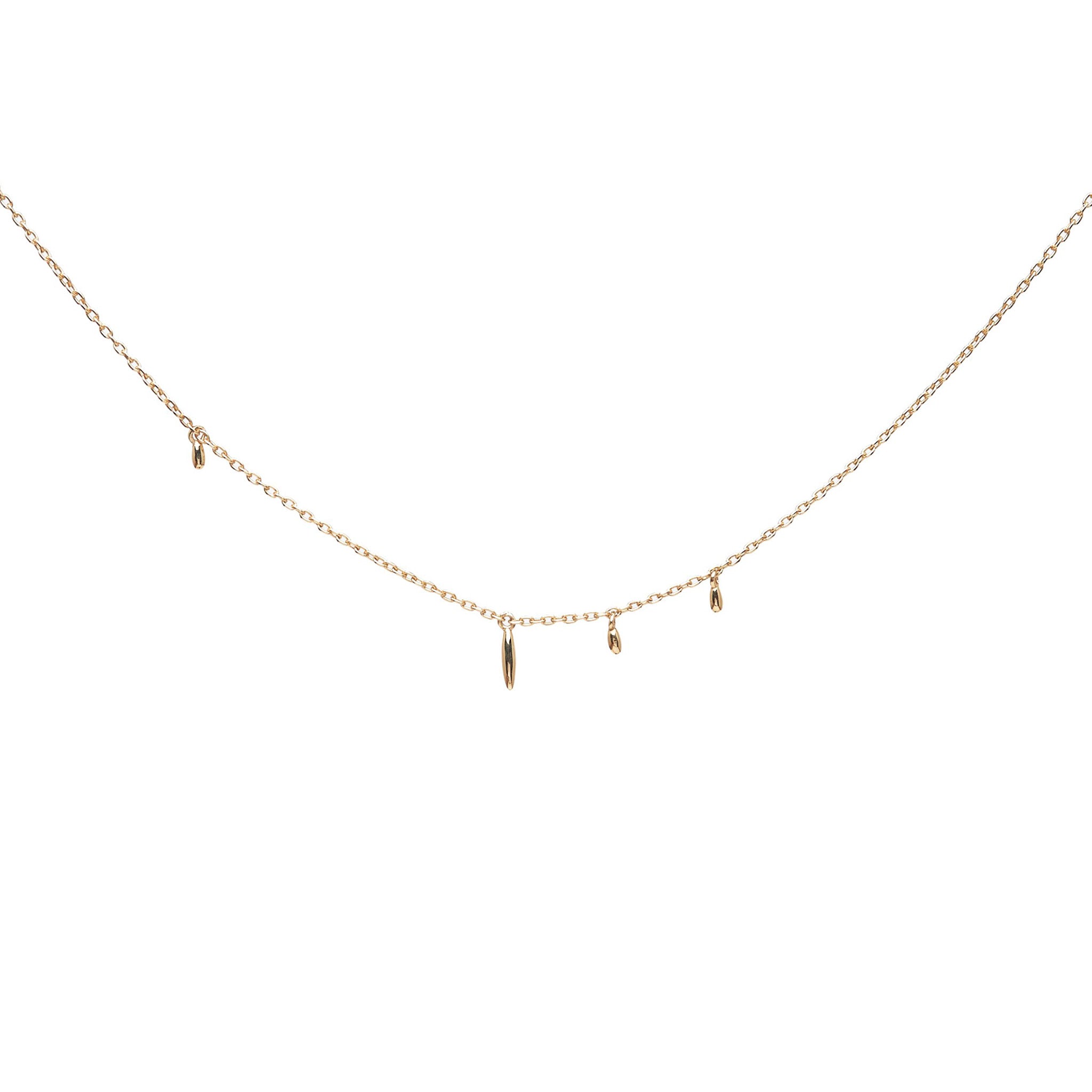 Minimalist solid 14k gold necklace. Delicate fine jewelry.