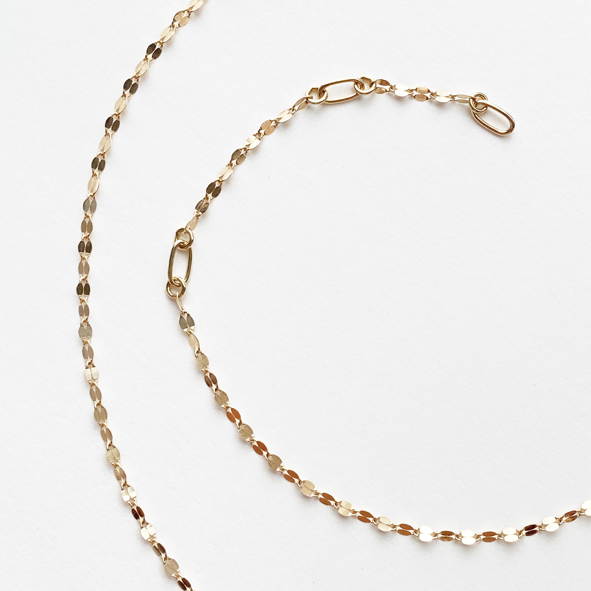 14k solid gold shimmer fine necklace