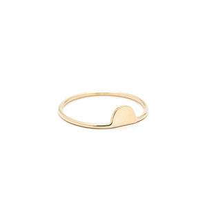 14k solid gold tiny half moon ring