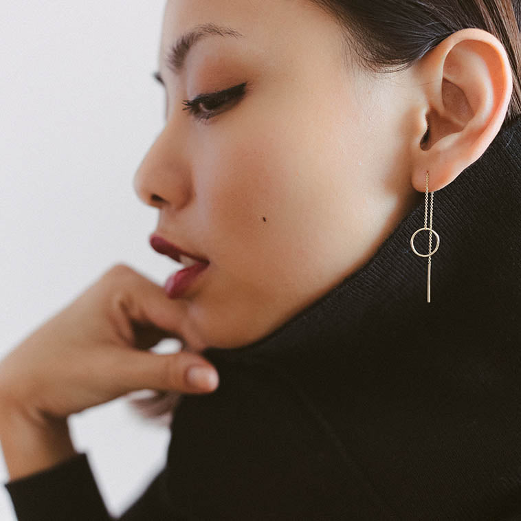 14k gold waterfall sleeper earrings. The Straits Finery x Snackfood